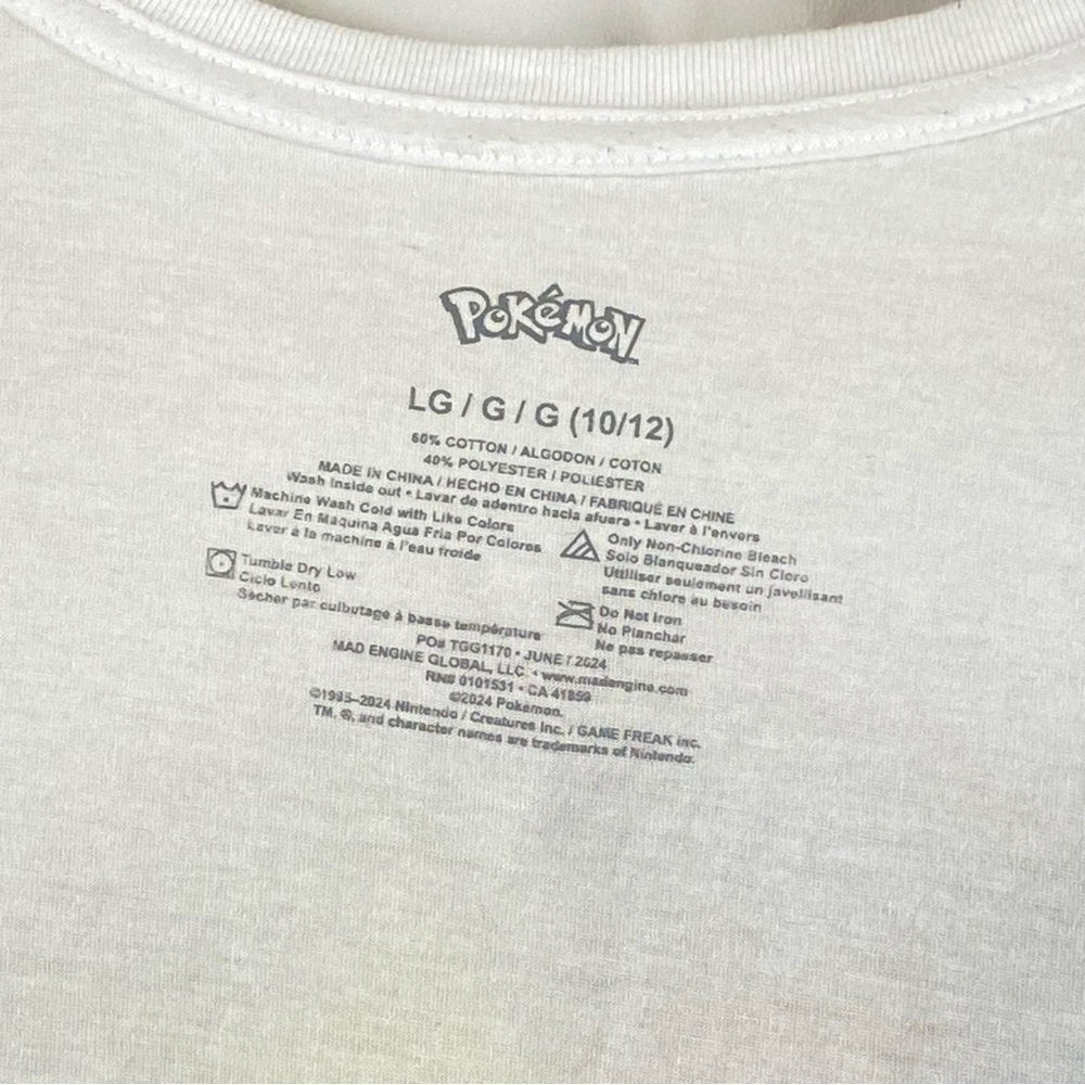 Pokemon Kids White T-Shirt Large 10/12 - Picture 7 of 16